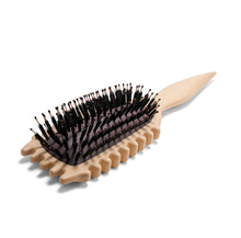 Hairbrush with black bristles on a white background