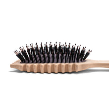 Hairbrush with black bristles on a white background